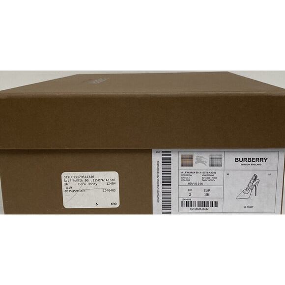 BURBERRY Beige Leather Maria Logo Pointed Toe Slingback Heels Pumps Size 36 US 6 - Picture 8 of 8